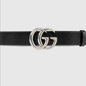 Gucci Marmont Women’s Belt Black with Silver GG Logo Buckle Size 100